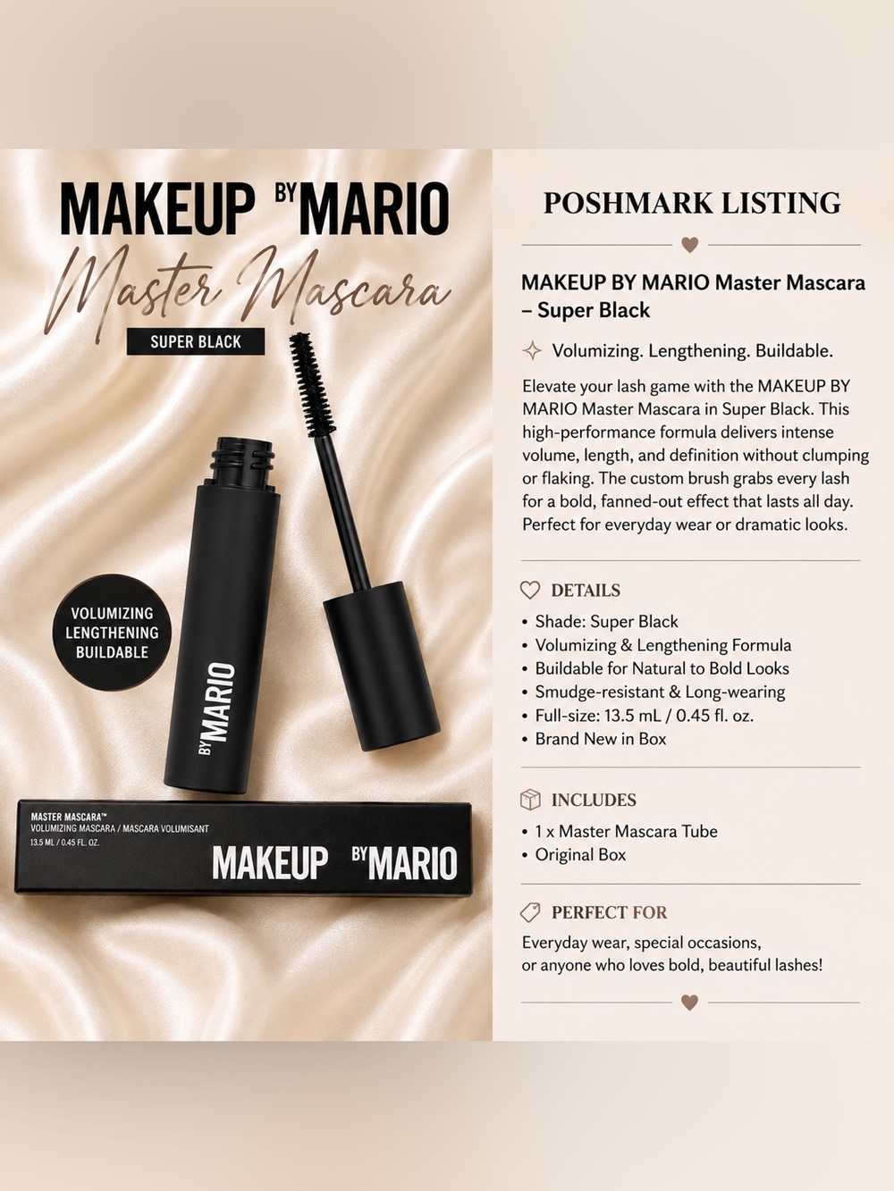 MAKEUP BY MARIO Master Mascara Super Black Volumizing Mascara